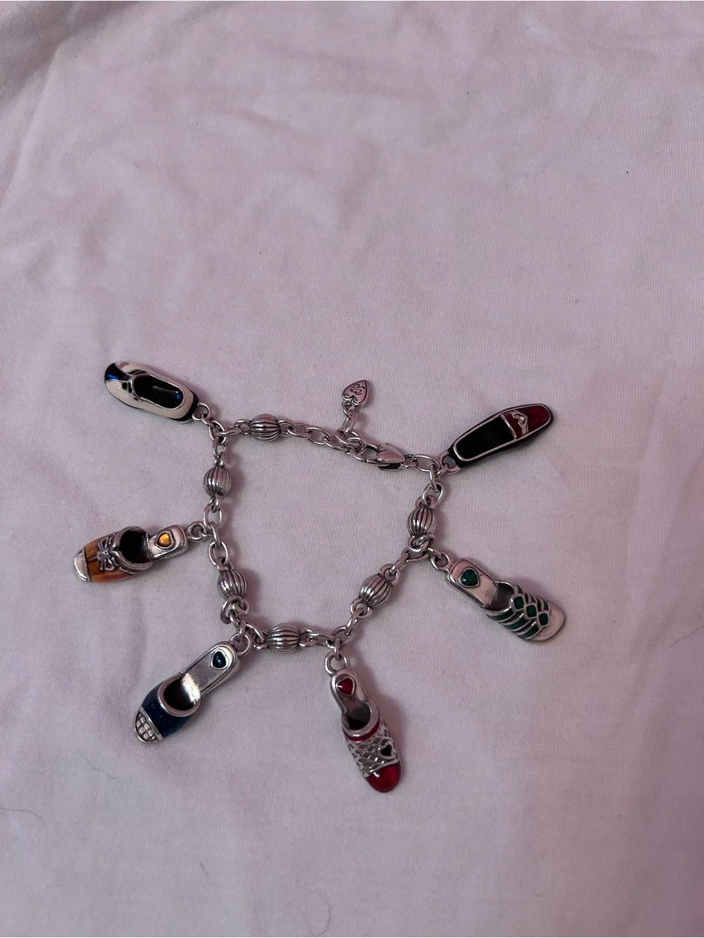 Silver Tone Multicolor Shoe Charm Bracelet - Women Accessories